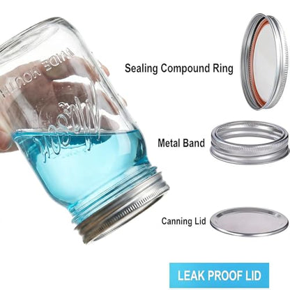 Rubtlamp Clear Mason jar 32 oz, 12 Pack Glass Jars - Wide Mouth Mason Jars with Airtight Lids for Pickling, Fermenting, Food Storage&DIY Crafts, Microwave & Dishwasher Safe - color: Clear