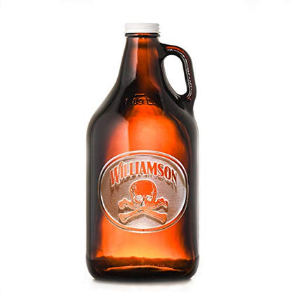 Personalized, Engraved Beer Growler With Skull And Bones