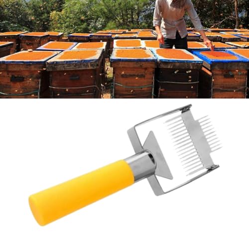 Beekeeping Uncapping Fork with Handle Honeycomb Scraper Tool Stainless Steel Tines 9.06 Inch for Honey Harvesting