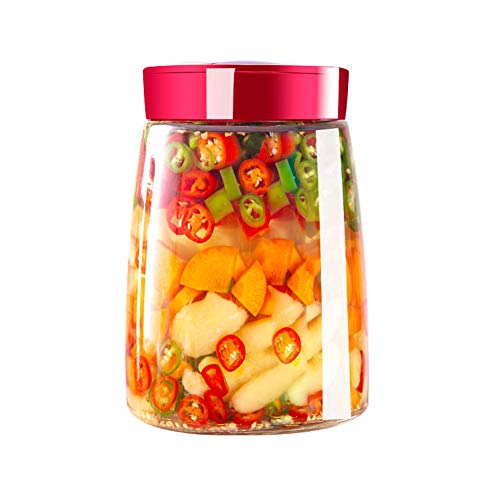Tvoip Modern Fermenting Seal Storage Jar Transparent Glass Jars with Lid Kit/Honey Jam Fruit Cans Pickle Side Dish Tanks Tea Bottle Accessories (47OZ(1400ML)) - color: 47OZ(1400ML)