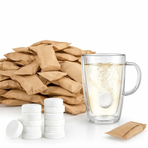 RAINFLOW 40 Pcs Water Bottle Cleaner Tablets - Water Bottle Cleaning Tablets for Stainless Steel, Tumblers, Reusable Bottles, Bottle Cleaner Tablets Remove Coffee & Tea Stains, Odor Buildup