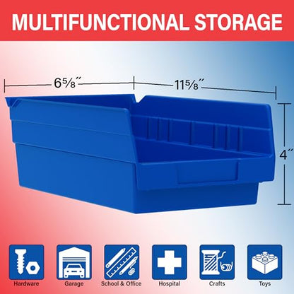 Akro-Mils 30130 Plastic Shelf Bins, Heavy Duty Storage Bins for Garage, Closet, and Drawer Organization, 12" x 6-1/2" x 4", Yellow, 12-Pack - color: Yellow