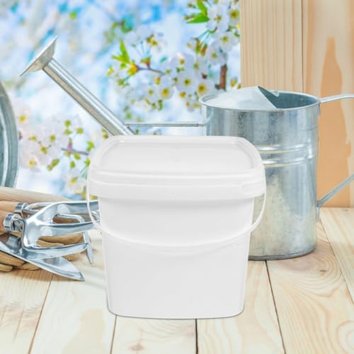 Cabilock 2pcs 5l Square Plastic Buckets with Lids, Food-grade Plastic Small Storage Containers, Portable Handheld Water and Snack Storing Canisters for Kitchen and Household Use