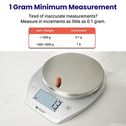 Etekcity 0.1g Food Kitchen Scale,Bowl,Digital Grams and Ounces for Weight Loss,Dieting,Baking,Cooking,and Meal Prep,11lb/5kg,Stainless Steel Silver,(Pack of 12) - color: Arctic Sliver, size: 11lb (Pack of 12)