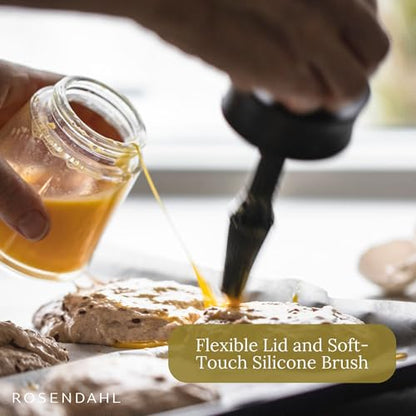 Rosendahl Grand Cru 8.1 in. Marinade Glass with Brush - Stylish Black Glass Jar with Flexible Lid and Soft-Touch Silicone Brush, Perfect for Mixing and Storing Marinades, Leak-Proof Kitchen Essential - size: 8.5 Ounces