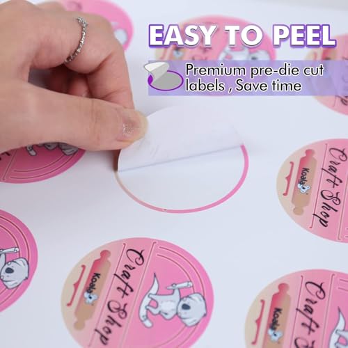 Koala Round Labels 1.5 Inch, Glossy Waterproof Printable Circle Stickers for Inkjet and Laser Printer, 400 Circle Labels for Brand Logo, Bottle, Jar