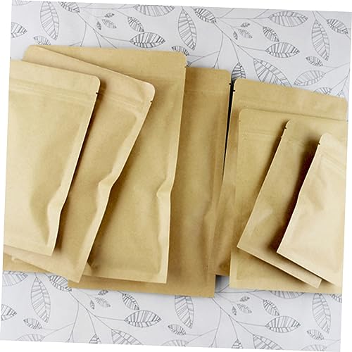 100pcs Kraft Paper Stand up Bag Self-sealing Food Storage for Cheese Shop Cafe Takeout Catering Retail Sealed