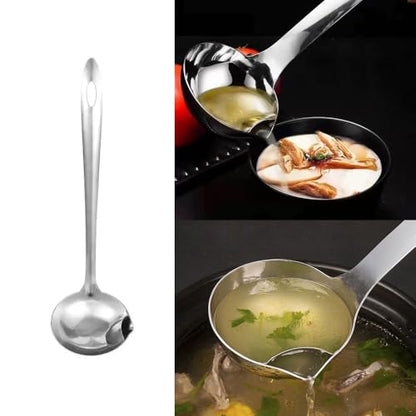 3 Pack Soup Ladle Fat Separator Stainless Steel Ladle with Pour Spout Oil Separator Soup Spoon Grease Strainer Serving Spoon Gravy Pouring Ladles for Soups Stocks Sauces Broth Drippings