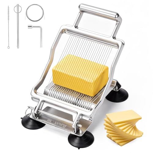 Anatole Commercial Cheese Slicer Butter Cutter for Block Cheese Butter Squares with 1/5'' Interchangeable Cutting Plate Replaceable Stainless Steel Wire Home Restaurant Kitchen Cook Baking Tool