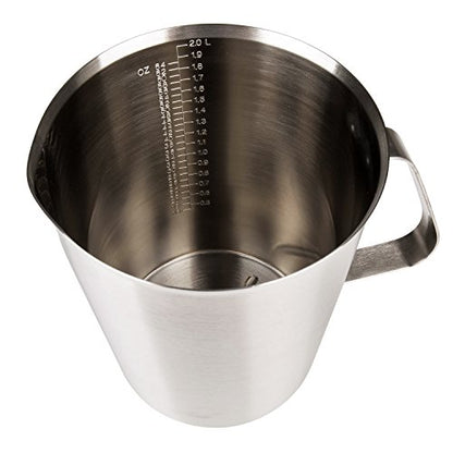 Measuring Cup, Stainless Steel Measuring Cups (64OZ/2 Liter- 8 Cup), Heavy-Duty Frothing Pitcher, Milk Frothing Pitcher Milk Frother Cup with Marking with Handle for Espresso Machines, Latte Art - size: 64 OZ (2000ML)