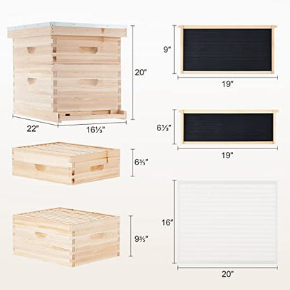 CREWORKS Bee Hive Boxes 10 Frame Langstroth Beehive, Bee Keeping Starter Kit Includes 1 Super Bee Box & 1 Bee Brood Box with Beehive Frames and Foundation, 2 Layers Complete Bee Hive Kit - style: 2 Layer