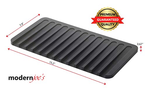 Self-Draining 2 in 1 Silicone Drying Mat and Trivet by Modern Joe's. Premium Space Saving Dish and Glassware Silicone Mat. Made from Food-grade, Dish Washer Safe and Heat Resistant (Black) - color: Black