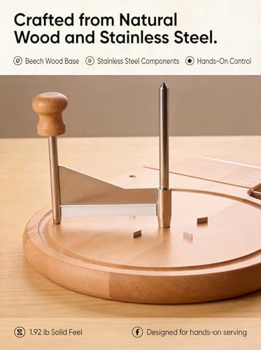 2-in-1 Cheese Curler and Slicer with Wooden Base, Stainless Steel Cheese Rosette Maker for Semi-Hard Cheese, Creates Elegant Rosettes and Uniform Slices