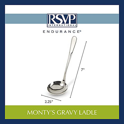 RSVP International Endurance Flatware Collection Stainless Steel, Dishwasher Safe, Gravy Ladle - size: Gravy Ladle