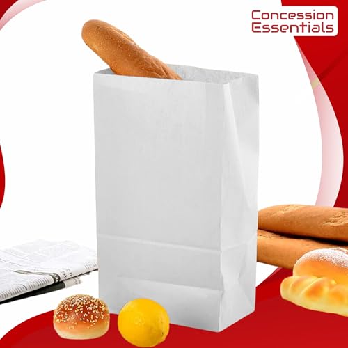 Concession Essentials 4lb White Paper Bags - Pack of 150ct. White Paper Lunch Bags. Great for Holiday Cookie Bags and Arts and Crafts., (CEwhite4lbPaperBag-150CT) - size: Pack of 150 Count