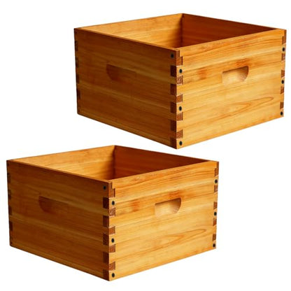 2 Pack Beehive Deep Brood Box 10 Frame Langstroth Deep Brood Bee Hive Box Beekeeping Supplies - size: 2 Pack Beehive Deep Brood Box