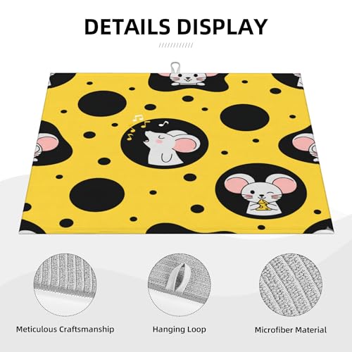 Dish Drying Mat for Kitchen Counter - Cheese Mouse Absorbent Heat Resistant Microfiber Dishes Drainer Mat - Kitchen Gadgets Large Coffee Machine Dish Rack Pad 18"X24"