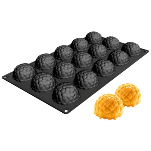 15-Cavity Silicone Baking Mold, Black, Raspberry Shape, Non-Stick, 11.3 x 6.69 in, for Chocolates, Desserts and Tea Time Treats - color: Black-QY363