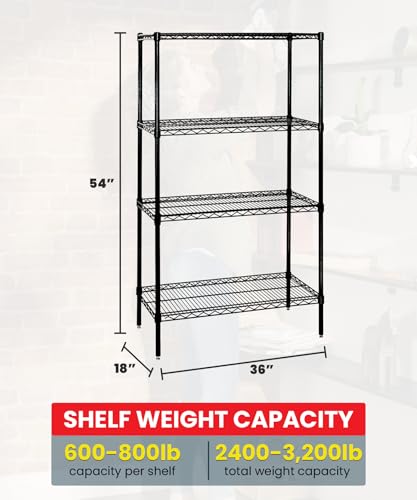 Quantum Storage Systems WR54-1836BK-5 Starter Kit Wire Shelves Black Epoxy 5 Shelves 54" H x 36" W x 18" D - color: Black Epoxy, size: 54H x 36W x 18D