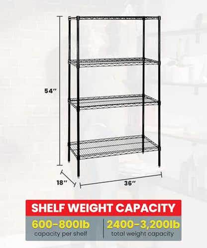 Quantum Storage Systems WR54-1836BK-5 Starter Kit Wire Shelves Black Epoxy 5 Shelves 54" H x 36" W x 18" D - color: Black Epoxy, size: 54H x 36W x 18D