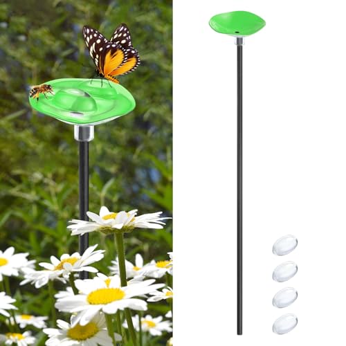 M METERXITY 1-Pack Bee Watering Station, 30cm/11.8 Inch Metal Bee Bath for Garden Water Feeder, Colorful Butterfly Bath Bowl for Outdoor/Garden/Yard Decor [Green] - color: Green