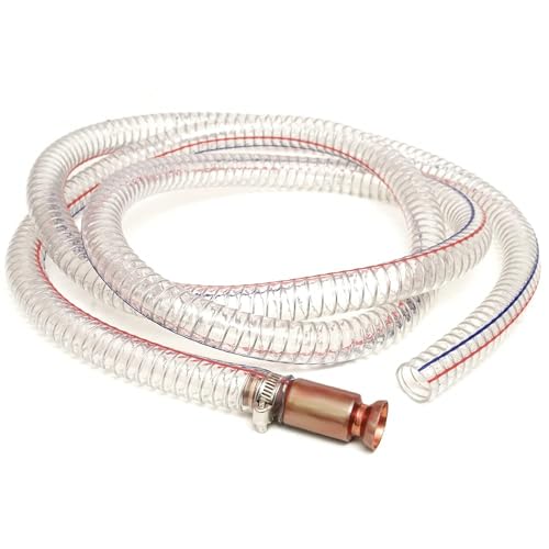 8.2FT 5/8" Heavy Duty Gas Siphon Hose, Self-Priming Fuel Transfer Pump | Jiggler Siphon with Brass Valve & Metal Clamp, Transfer Hose for Gasoline, Fish Tank Water Changes, Boats, ATVs & Tractors - size: 5/8"ID x 1Pcs