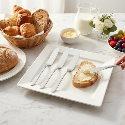 4 Pieces Set Butter knife, Pate Knife Cheese Spreader, Strong Heavy, Food Safety Material Stainless Steel 18/10, SUS 304# Strong thick handle (Silver) - color: Silver