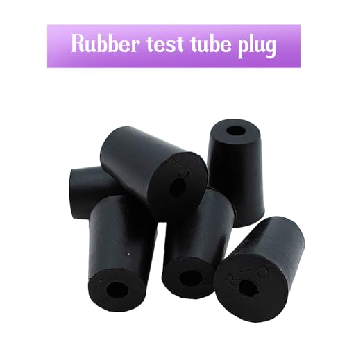 6Pcs Solid Rubber Stopper Bungs with Hole 13mm to 17mm Solid Test Tubes Bungs Stopper for Flask, Plug Holes and Test Tube(Black) - size: 13mm to 17mm