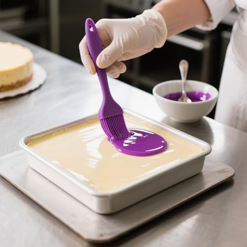 Purple Silicone Pastry Basting Brush - Food Grade BPA Free, Heat Resistant Up to 660°F/315°C, Dishwasher Safe Cooking Brush for Baking, BBQ, Grilling, Sauce,Butter,Cake & Bread - color: Purple