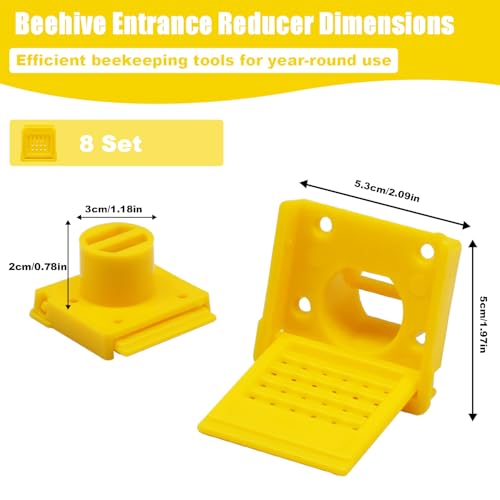 8 Pcs Bee Hive Entrance Gates, Square Bee Hive Entrance Reducer, Yellow Multifunctional Plastics Bee Entrance Reducer, Open Window for Hive Ventilation Hive Tool Beekeeping - color: Yellow