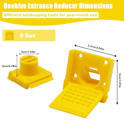 8 Pcs Bee Hive Entrance Gates, Square Bee Hive Entrance Reducer, Yellow Multifunctional Plastics Bee Entrance Reducer, Open Window for Hive Ventilation Hive Tool Beekeeping - color: Yellow