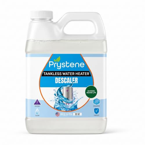 Tankless Water Heater Descaler Liquid 32 Oz — Removes Limescale, Restores Hot Water Pressure and Heating Efficiency — Food Grade Citric and Lactic Acid — Made in USA
