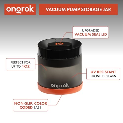 ONGROK Glass Storage Jar with Vacuum Pump Technology, Air Proof Containers to Preserve Smell and Aroma (400ml (1oz)) - size: 400ml (1oz)