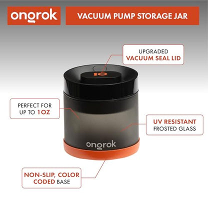 ONGROK Glass Storage Jar with Vacuum Pump Technology, Air Proof Containers to Preserve Smell and Aroma (400ml (1oz)) - size: 400ml (1oz)