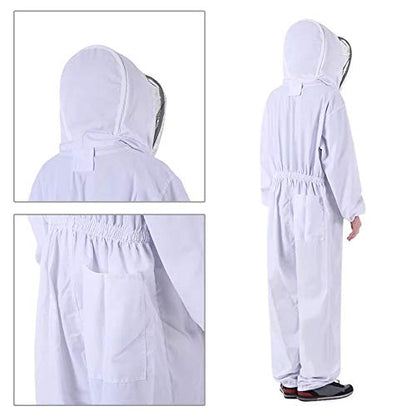 Adult Professional Bee Suit Full Body Beekeeping Suit with Long Sleeves Gloves and Removable Veiled Hat Anti Sting Protective Suit Halloween Costume Gardening Backyard Hooded - size: XL for Height:175-185cm