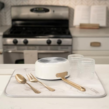 S&T INC. Dish Drying Mat, 16” x 18”, Absorbent Microfiber Kitchen Counter Mat, Dish Drying Pad for Dishes, Utensils, Pots and Pans, Large, Grey Stone - size: 16" x 18"