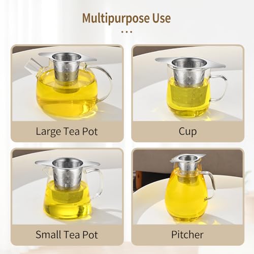 2Pack Extra Fine 18/8 Stainless Steel Tea Infuser BOMANSI BOMS Tea Strainer with Large Capacity & Perfect Size Double Handles for Hanging on Teapots, Mugs, Cups to Steep Loose Leaf Tea and Coffee - style: Fan Design
