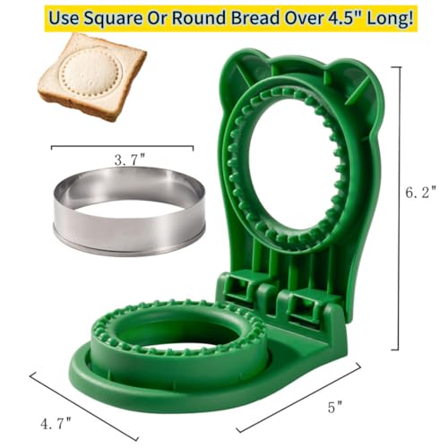 CHICHAUS Uncrustable Sandwich Maker,Sandwiches Pocket Circle Shape 3.7Inch Sandwich Cutter and Sealer,Sandwich Cutter for Kids Breakfast and lunchboxes (Green) - color: Green