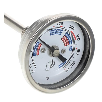 Ciieeo Stainless Steel Wine Thermometer with Threaded Design High Precision Dial Temperature Gauge for Winemaking Brewing and Reusable Stainless Steel
