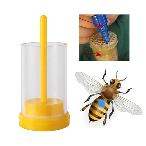 10Pc Queen Bee Marker Bottle Beekeeping Feeding Wooden Stick Sponge Catcher Identification Tool | Light Grey - color: Light Grey