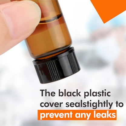 PEKYBIO 20PCS 30ML Amber Small Liquid Sample Glass Vials with Screw Caps, 27.5mmx 84mm Leak-Proof Vial, 24-400 Black Screw Cap with PE Liners for Lab, Essential Oil, Perfume, Reagents - size: 27.5*84mm 30ml Vial