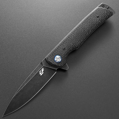 Eafengrow EF973 Folding Knife, D2 Steel Blade Micarta Handle Scale Pocket Knife Folder for Working Camping Hiking EDC Tool Knife(black) - color: black