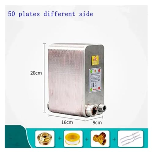 24/32/38 Plates Heat Exchanger Beer Wort Chiller Cooler 304 Stainless Steel 1/2 for Home Hot Water(50 Different Side) - size: 50 Different Side