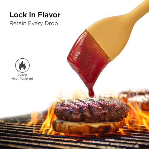 Kitchen Mama WaltzGrip Platinum Silicone Basting Pastry Brush, Yellow | Heat-Resistant, For Cooking, Baking, Grilling, Spreading Oil or Butter, Dishwasher-Safe