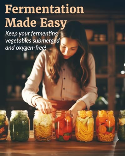 Elementi Fermentation Weights Kit - Set of 2 Glass Fermenting Weights and Mason Jar Fermentation Lids for Wide Mouth Mason Jars - Sauerkraut and Pickling Kit - style: Kit - Set of 2 Weights & Grey Lids