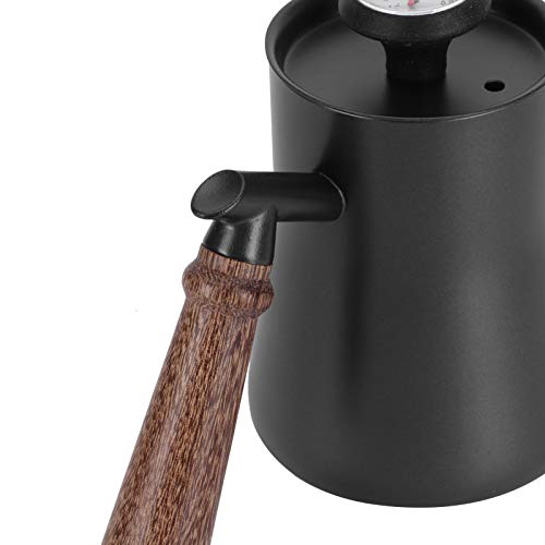 650ml Gooseneck Coffee Kettle Stainless Steel Pour Over Kettle with Thermometer Ergonomic Handle for Precise Brewing Tea Coffee (650ml black) - color: 650ml black