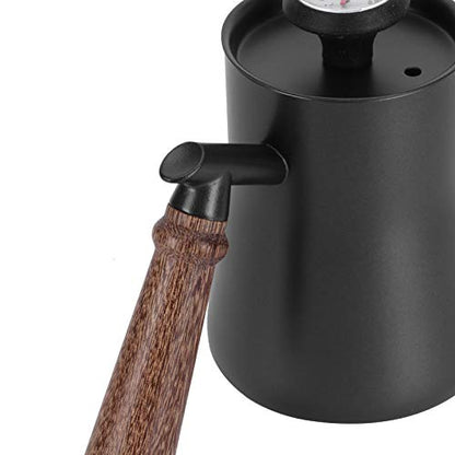 650ml Gooseneck Coffee Kettle Stainless Steel Pour Over Kettle with Thermometer Ergonomic Handle for Precise Brewing Tea Coffee (650ml black) - color: 650ml black