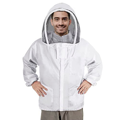 Beekeeping Jacket for Men Women,Polycotton Bee Jacket with Veil Hood,Beekeeper Jacket,Bee Keeper Suite Suitable for Professional Beekeepers and Beginners（XL） - size: X-Large