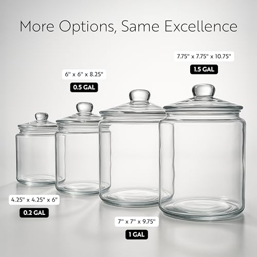 Restaurantware Glass Storage Containers - 1 Count 6 Liter Airtight Kitchen Canisters - Pantry Jars With Lids For Food - Clear Crystal Glass - size: 1.5 gal