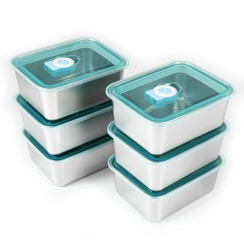 6pcs 304 Stainless Steel Food Containers with Lids, Stacking Snack Containers for Office and Home - color: silver